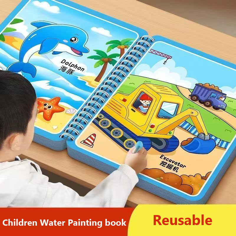 Reusable Water Magic Coloring Book - Magisches Wasser-Zeichenbuch für Kinder, Malspielzeug, wiederverwendbare