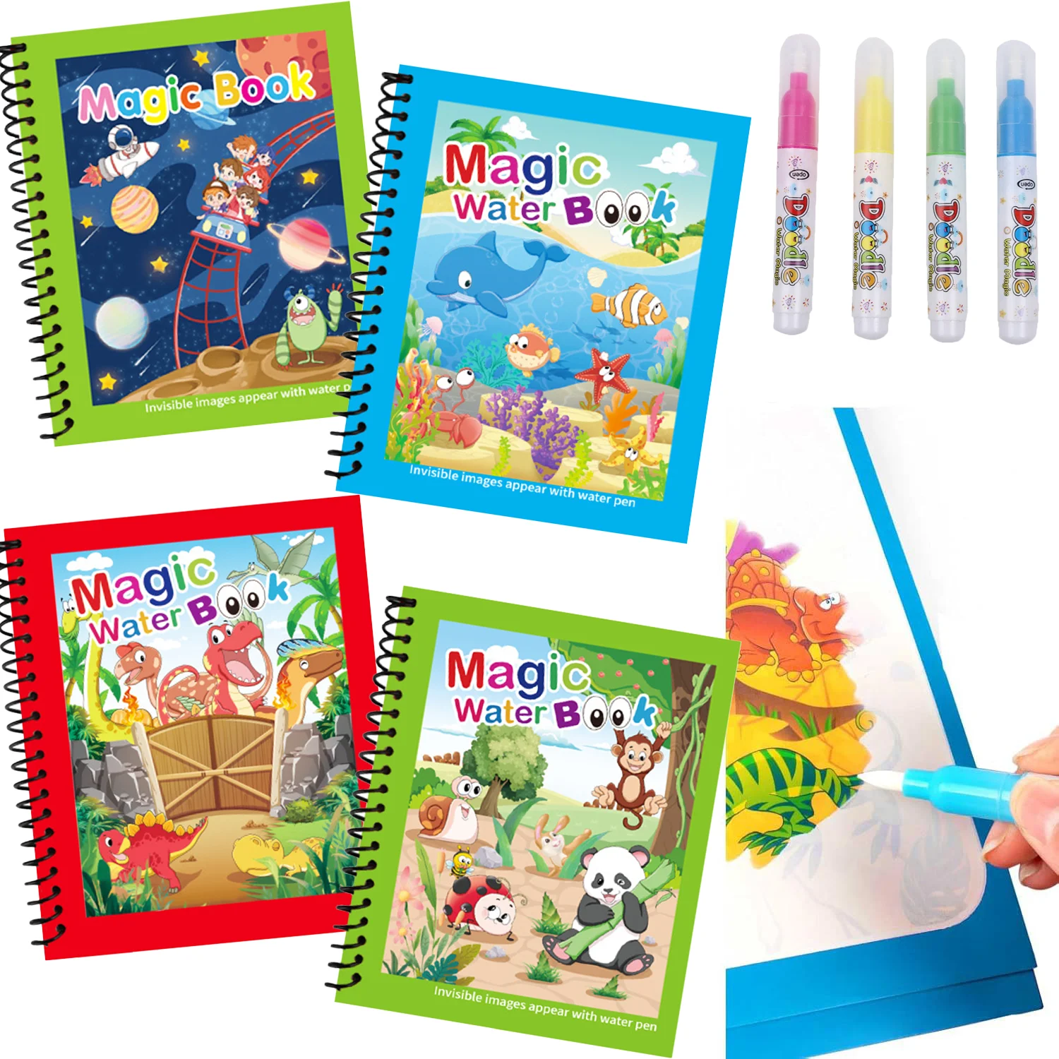 Reusable Water Magic Coloring Book - Magisches Wassermalbuch Wiederverwendbares Wasserfarbenbuch mit Nachfüllbarem