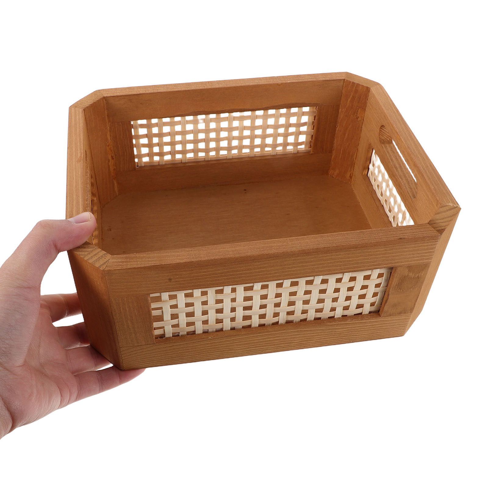 Magazines - Retro Geflochtener Rattan-Aufbewahrungskorb, Hohler Badezimmer-Organizer 9,8x7,8x3,9,