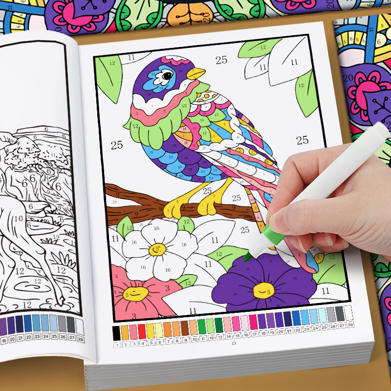 Adult Coloring Book Stress Relief - Malen nach Zahlen für Erwachsene, Malbuch
