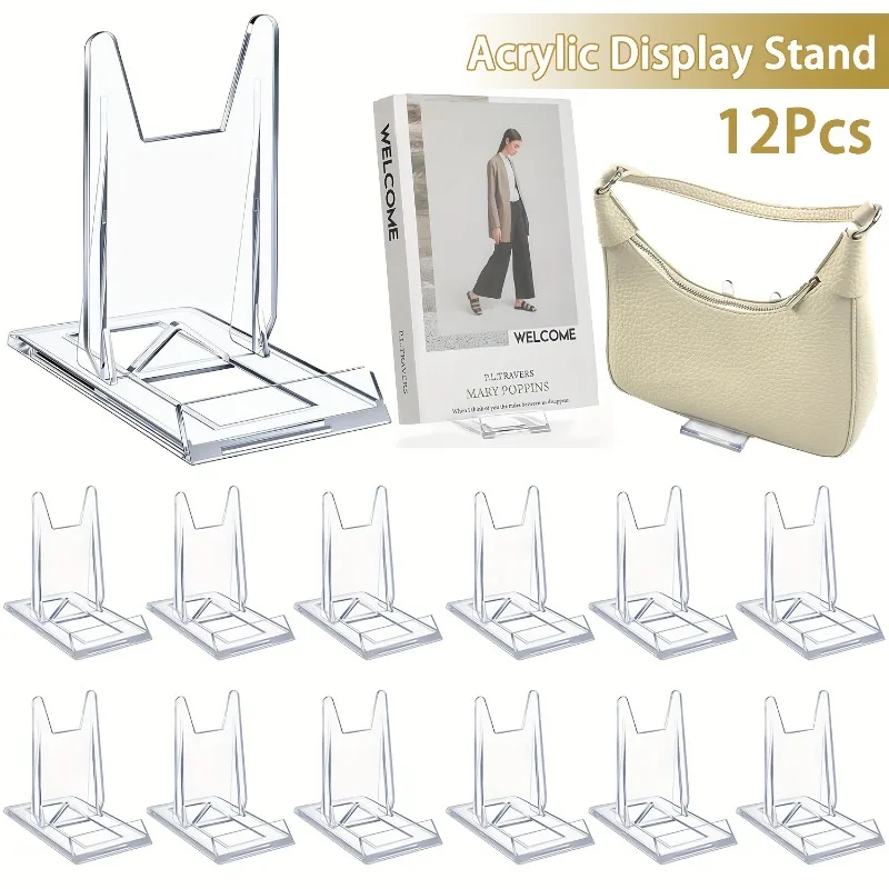 Clear Acrylic Book Stand Holder - 5/12 Stück Klare Acryl-Displayständer, Kleine Verstellbare