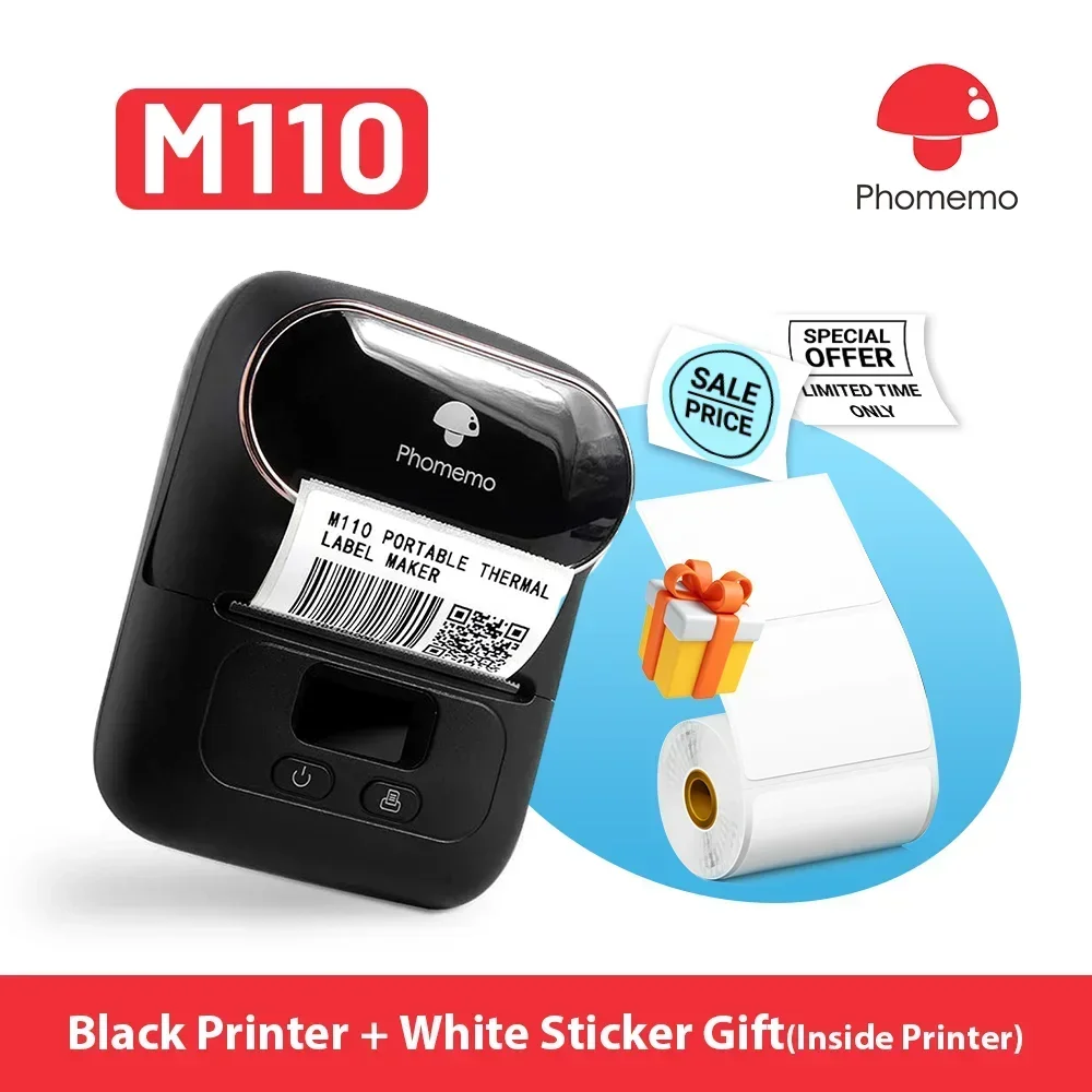 Mini Pocket Thermal Printer Paper Roll - Phomemo M110 Tragbarer Mini-Drucker, Thermo-Etikettendrucker, Aufkleber,