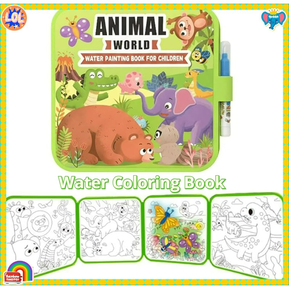 Reusable Water Magic Coloring Book - Magisches Wasser-Malbuch-Set mit Stift, DIY-Doodle-Wasser-Malbücher für
