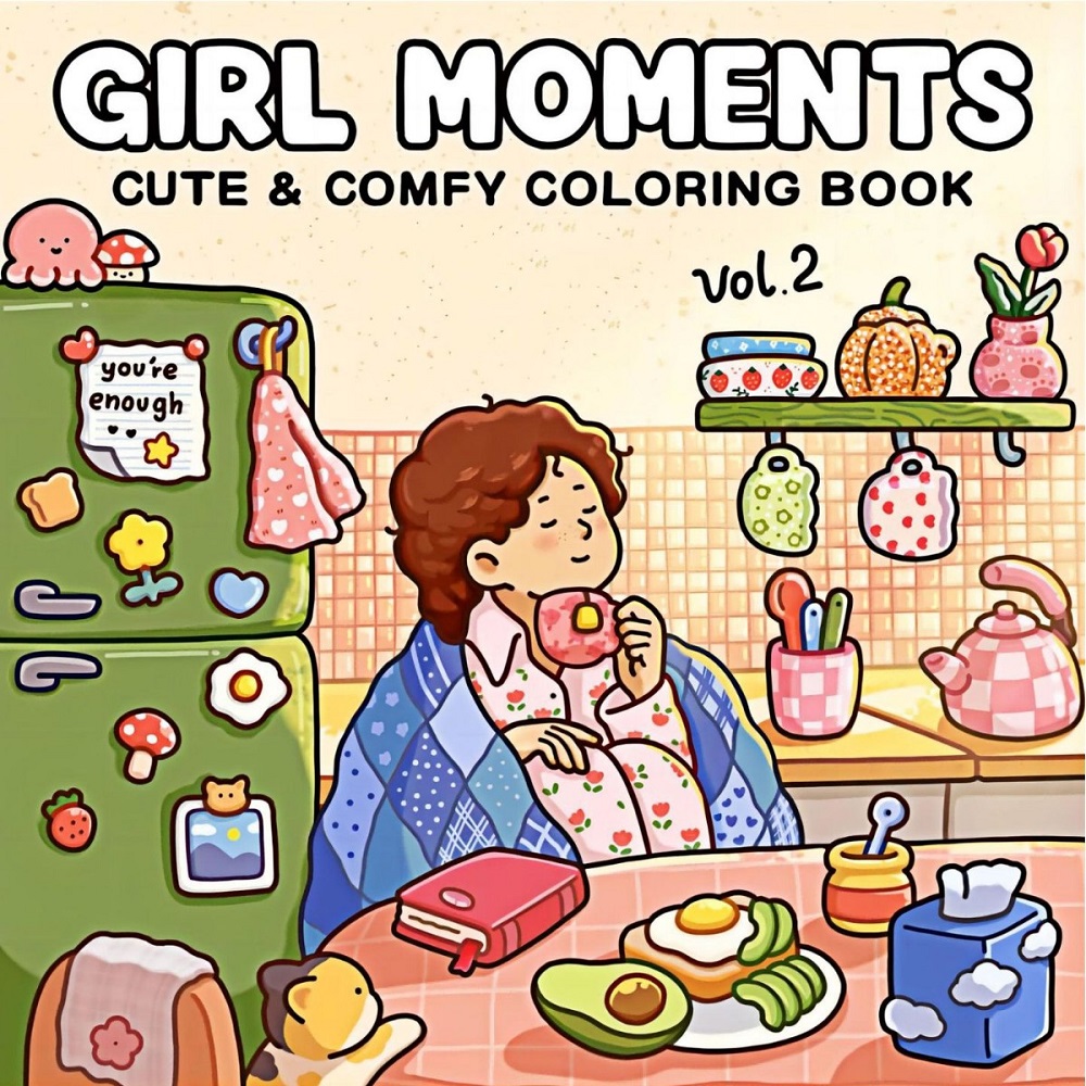 Adult Coloring Book Stress Relief - Girl Moments Süßes und bequemes Malbuch