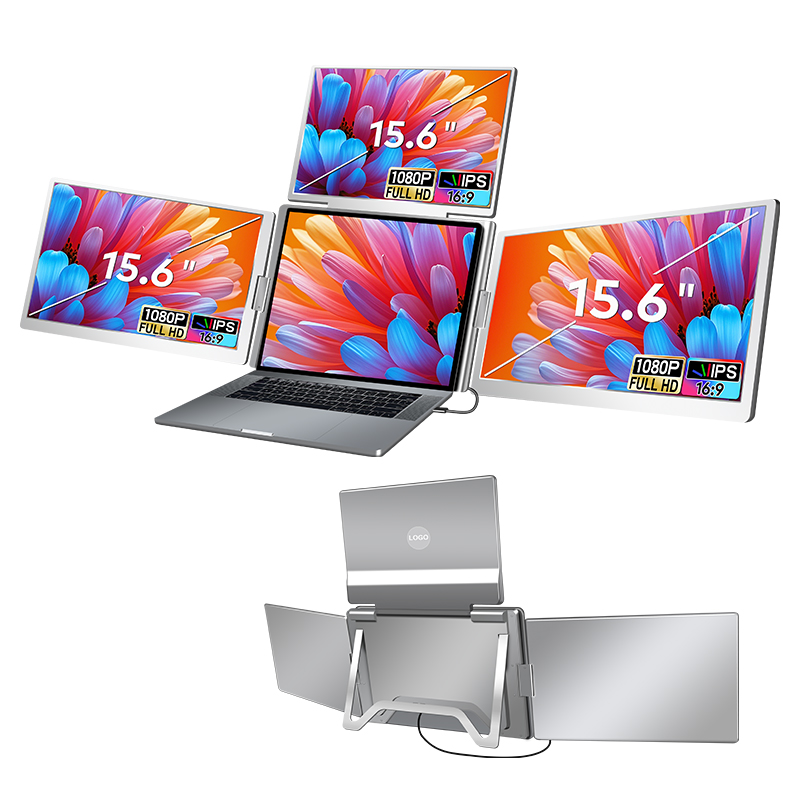 Magazines - 2025 Neuer tragbarer Quad-Monitor mit 15,6-Zoll-3-Bildschirmen,