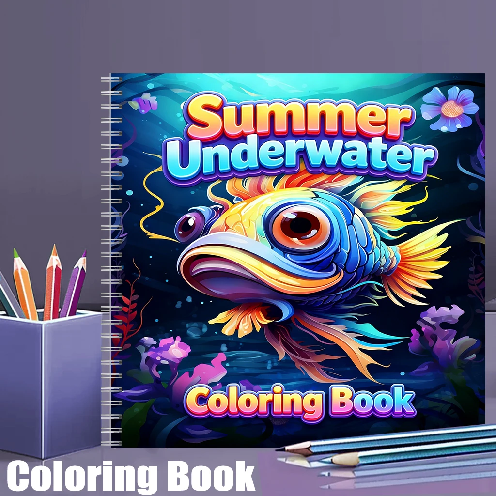 Adult Coloring Book Stress Relief - Sommerliches Unterwasser-Malbuch für Erwachsene, Niedliches Meeres-Malbuch,