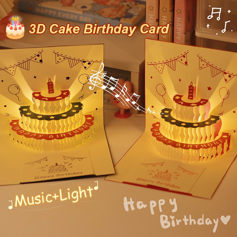 Blank Sheet Music Notebook - 3D Musik Licht Geburtstag Karte Kreative