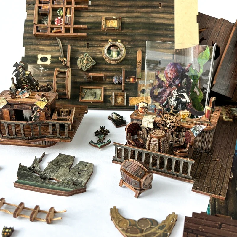 Diy Wooden Book Nook Kit Shelf Insert - Miniatur DIY Holz New World Piratenschiff
