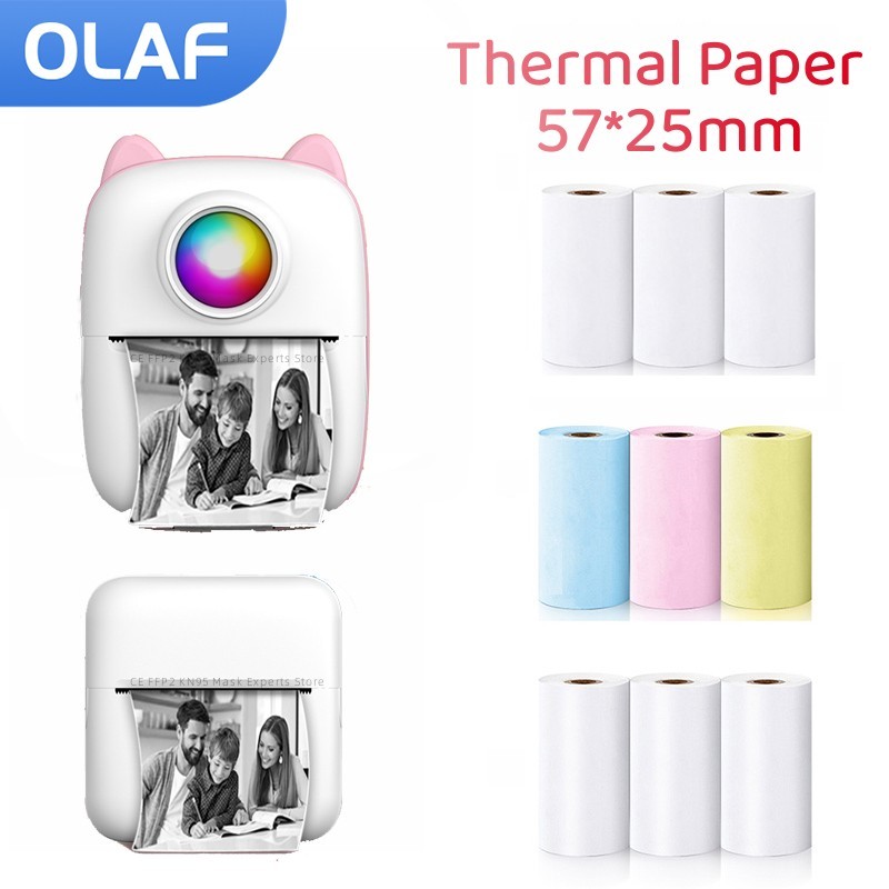 Mini Pocket Thermal Printer Paper Roll - 57 MM Rollen Thermopapier Selbstklebende Drucketikettenpapiere