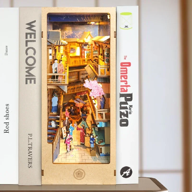 Diy Wooden Book Nook Kit Shelf Insert - Japanische Retro DIY Holz Buch Nook