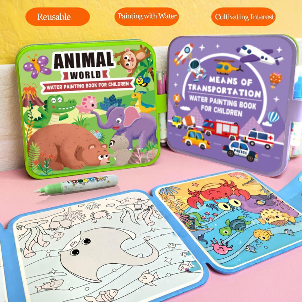 Reusable Water Magic Coloring Book - Faltbares Wassermalbuch für Kinder, wiederverwendbares magisches