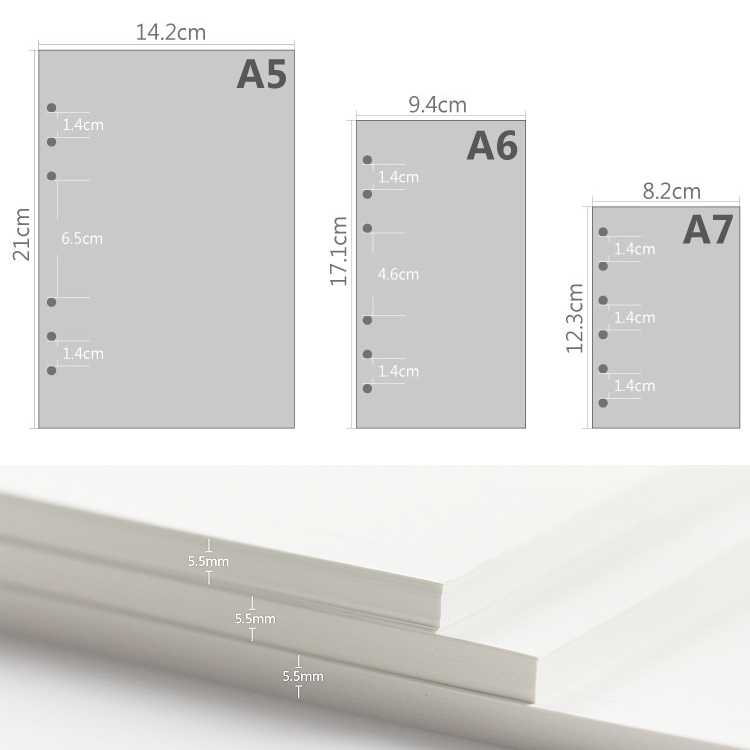 A5 Spiral Dotted Grid Notebook - A5 A6A7 45 Blatt Loseblatt-Notizbuch Nachfüllpackung