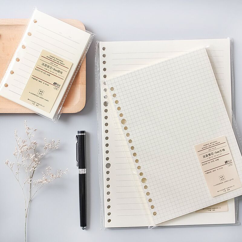 A5 Spiral Dotted Grid Notebook - A5 B5 20 Löcher Loseblatt-Notizbuch, Nachfüllung,