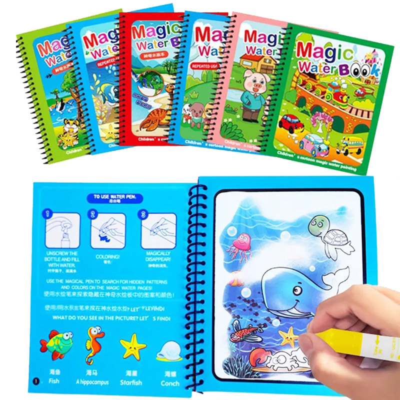 Kinder Montessori Spielzeug wi – Reusable Water Magic Coloring Book Bewertung und Preis