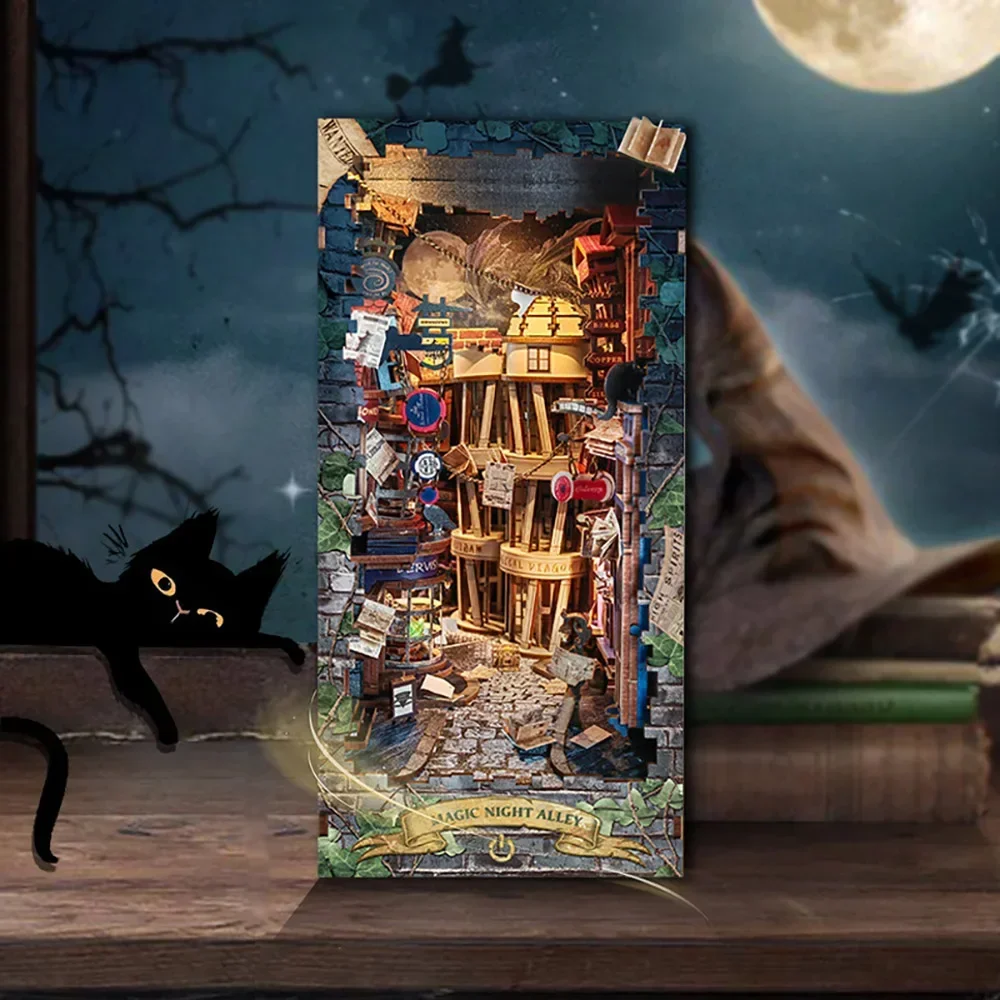 Retro DIY Magic Night Alley Ho – Diy Wooden Book Nook Kit Shelf Insert Bewertung und Preis